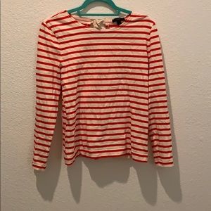 J.crew 3/4 sleeve red striped shirt